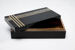 Pudełka Na Biżuterię*KARE Design Pudełko Na Biżuterię Czarne 30x15 Cm Paski