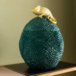 Pojemniki*KARE Design Pudełko Na Biżuterię Lub Kosmetyki Chameleon 34 Cm Zielono-złote