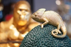 Pojemniki*KARE Design Pudełko Na Biżuterię Lub Kosmetyki Chameleon 34 Cm Zielono-złote