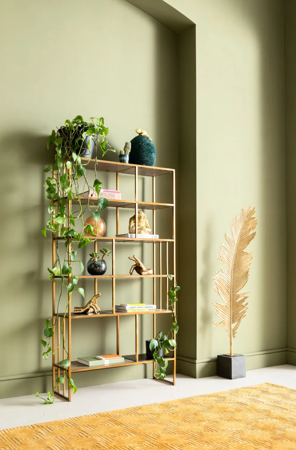 Pojemniki*KARE Design Pudełko Na Biżuterię Lub Kosmetyki Chameleon 34 Cm Zielono-złote