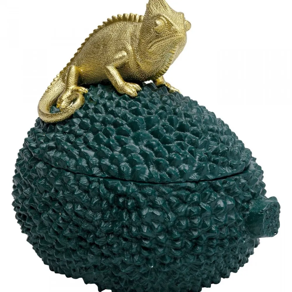 Pojemniki*KARE Design Pudełko Na Biżuterię Lub Kosmetyki Chameleon 20 Cm Zielono-złote