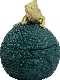Pojemniki*KARE Design Pudełko Na Biżuterię Lub Kosmetyki Chameleon 20 Cm Zielono-złote