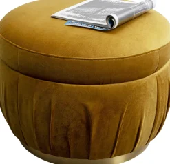 Pufy*KARE Design Pufa Do Salonu Okrągła W Kolorze żółtym Ø56x42 Cm