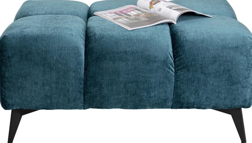 Taborety|Pufy*KARE Design Pufa - Podnóżek Ciemnozielony Welurowy Nogi Czarne 105x70 Cm