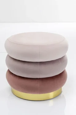 Taborety*KARE Design Pufa Sandwich Triple Ø40x45 Cm Odcienie Różu