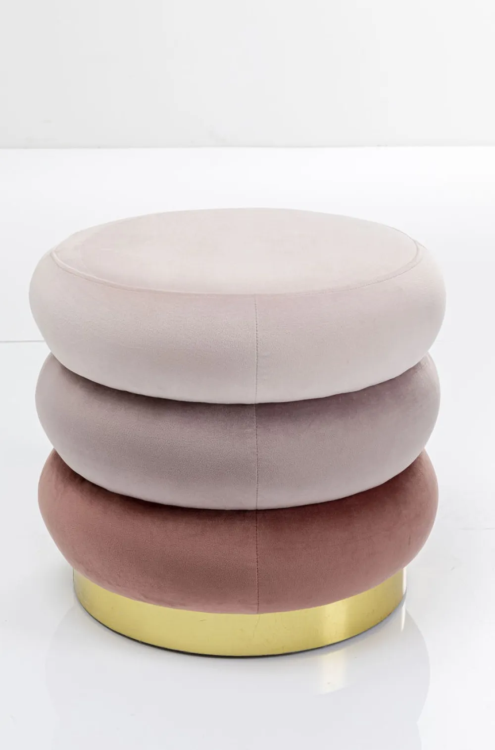Taborety*KARE Design Pufa Sandwich Triple Ø40x45 Cm Odcienie Różu