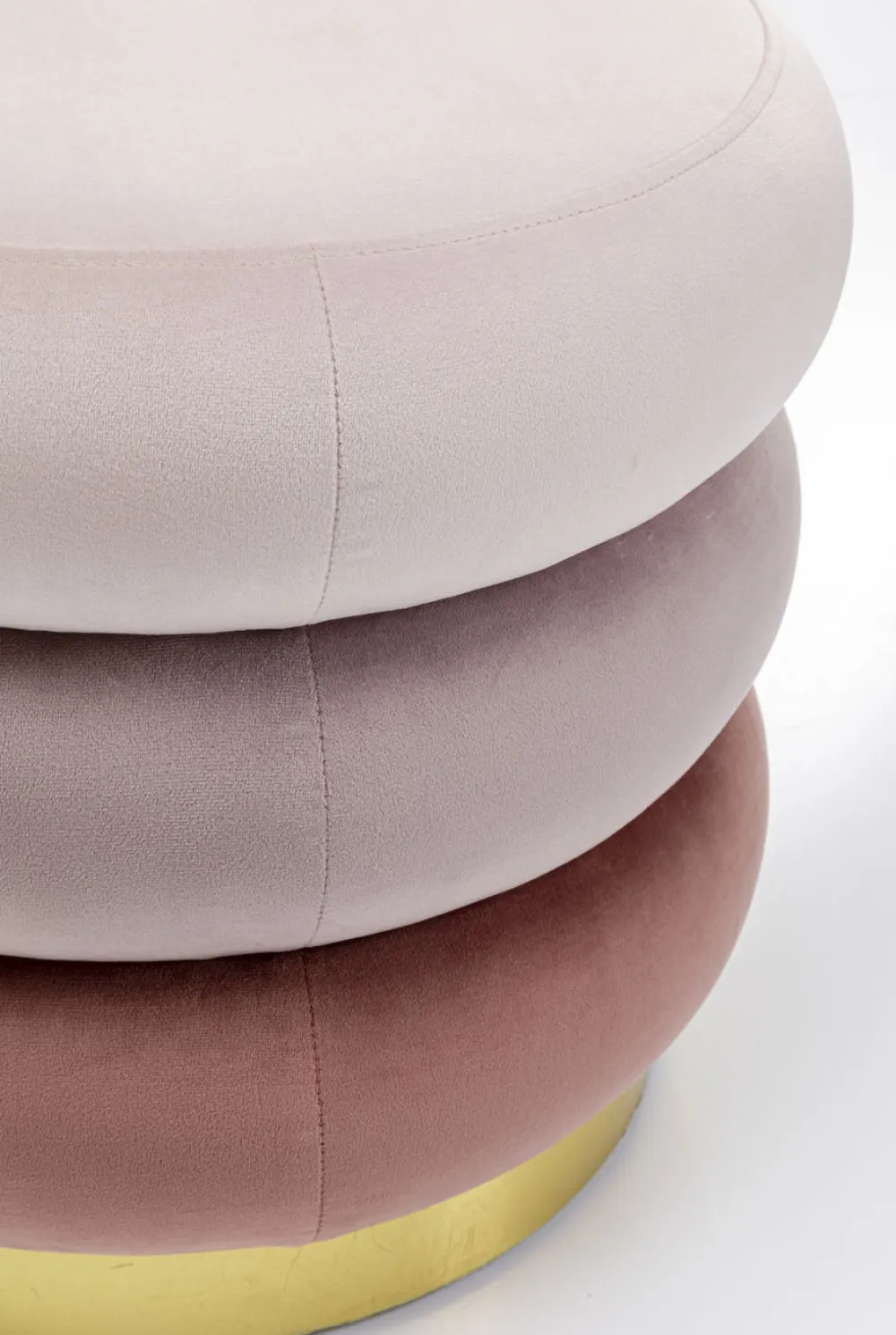 Taborety*KARE Design Pufa Sandwich Triple Ø40x45 Cm Odcienie Różu
