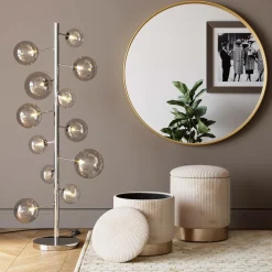Pufy*KARE Design Pufy Tapicerowane Ze Schowkiem Beżowe Podstawy Złote 2-set
