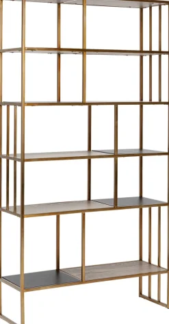 Regały*KARE Design Regał Cesaro 90x170 Cm Złoty - Półki Czarne I Naturalne