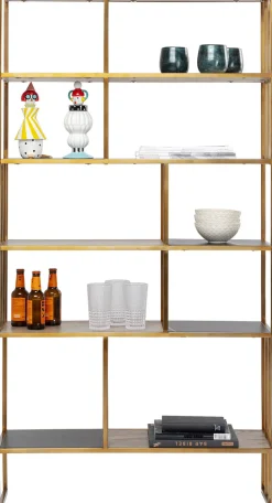 Regały*KARE Design Regał Cesaro 90x170 Cm Złoty - Półki Czarne I Naturalne
