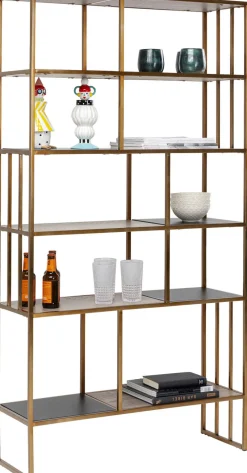 Regały*KARE Design Regał Cesaro 90x170 Cm Złoty - Półki Czarne I Naturalne