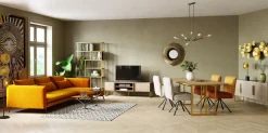 Regały*KARE Design Regał Cesaro 90x170 Cm Złoty - Półki Czarne I Naturalne