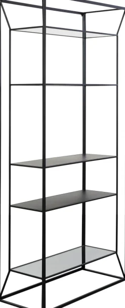 Regały*KARE Design Regał Loft Stal Czarna I Szkło Transparentne 90x200 Cm