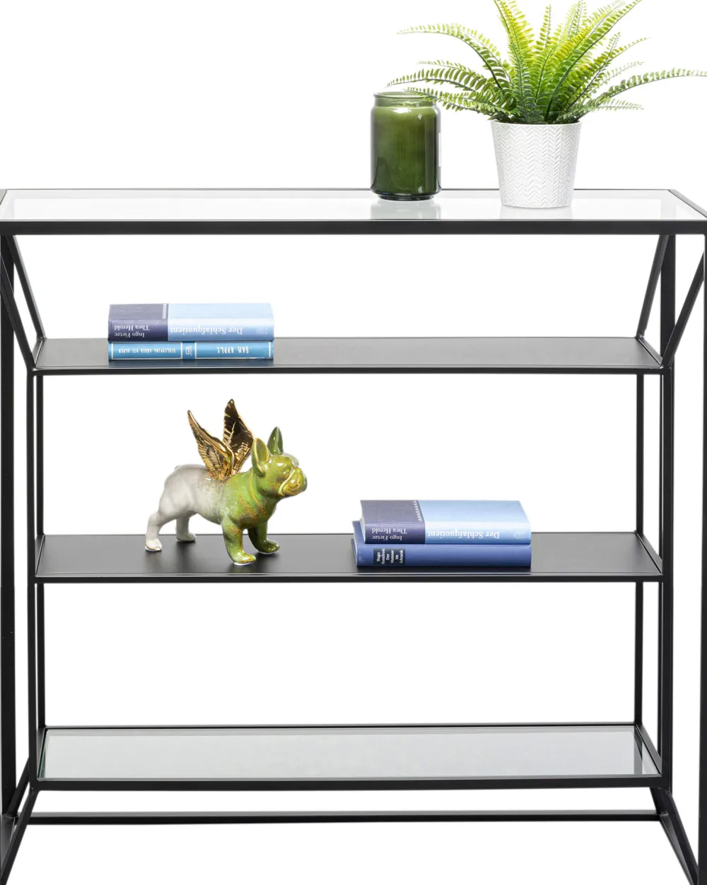 Regały*KARE Design Regał Loft Stal Czarna I Szkło Transparentne 90x90 Cm