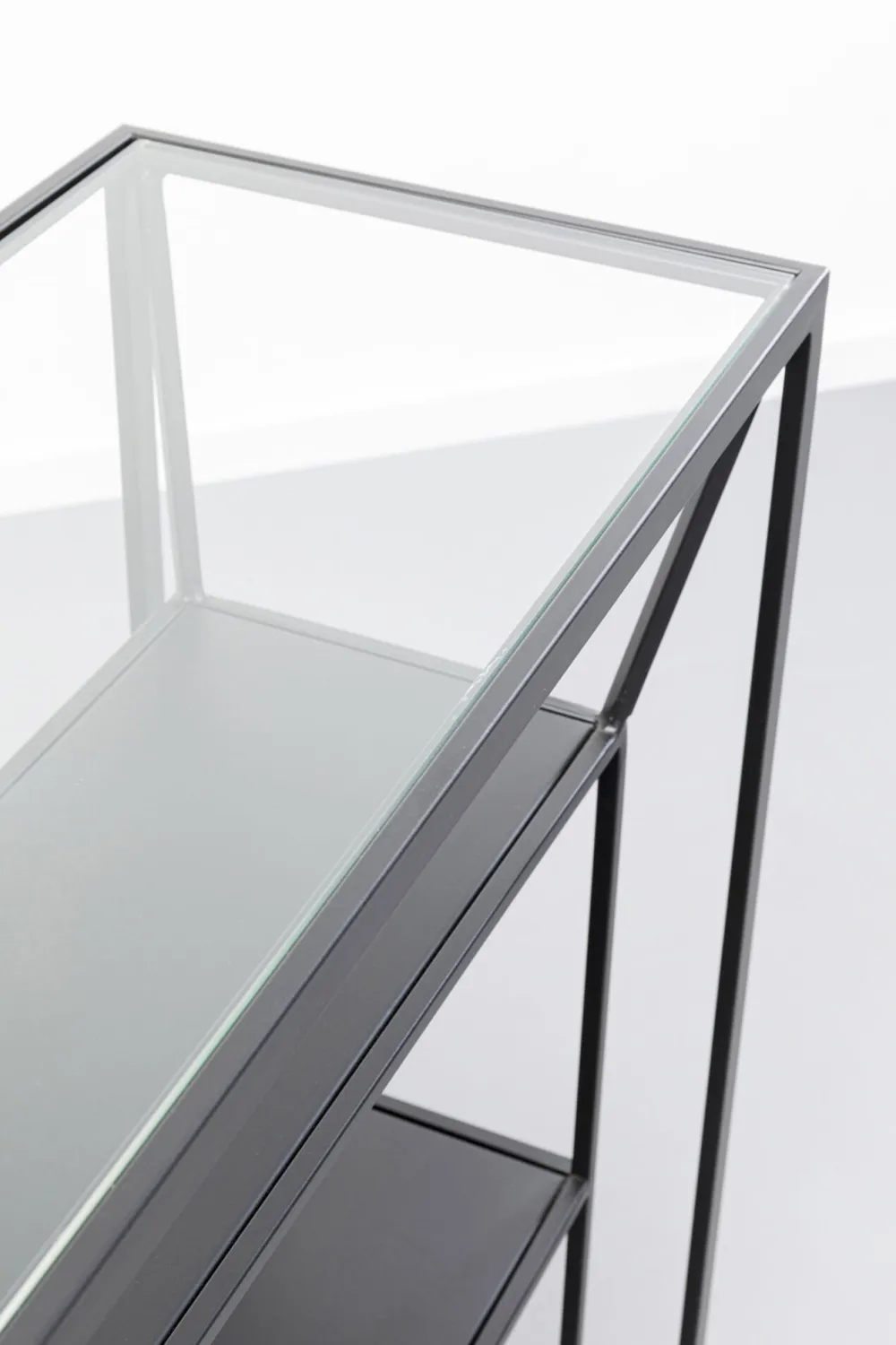 Regały*KARE Design Regał Loft Stal Czarna I Szkło Transparentne 90x90 Cm