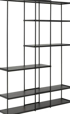 Regały*KARE Design Regał Stojący Czarny Półki Fornir Dębowy Rama Stalowa 150x200 Cm