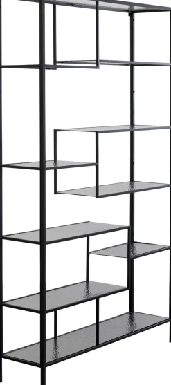 Regały*KARE Design Regał Stojący Loft Czarny Ze Szklanymi Półkami 115x195 Cm