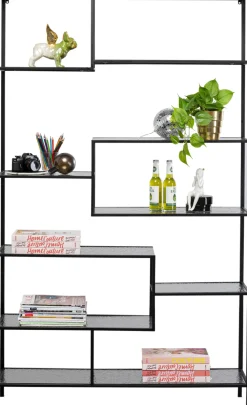 Regały*KARE Design Regał Stojący Loft Czarny Ze Szklanymi Półkami 115x195 Cm