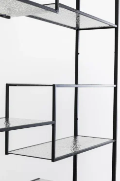 Regały*KARE Design Regał Stojący Loft Czarny Ze Szklanymi Półkami 115x195 Cm