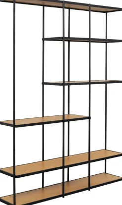 Regały*KARE Design Regał Stojący Półki Naturalne Fornir Dębowy Rama Czarna Stalowa 150x200 Cm