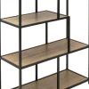 Regały*KARE Design Regał Stojący Półki Naturalne MDF Laminowany Rama Czarna Stalowa 77x100 Cm