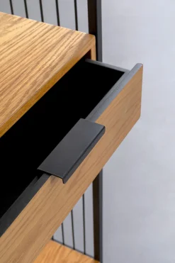 Regały*KARE Design Regał Stojący Z 2 Szufladami Fornir Dębowy I Stal 125x200 Cm