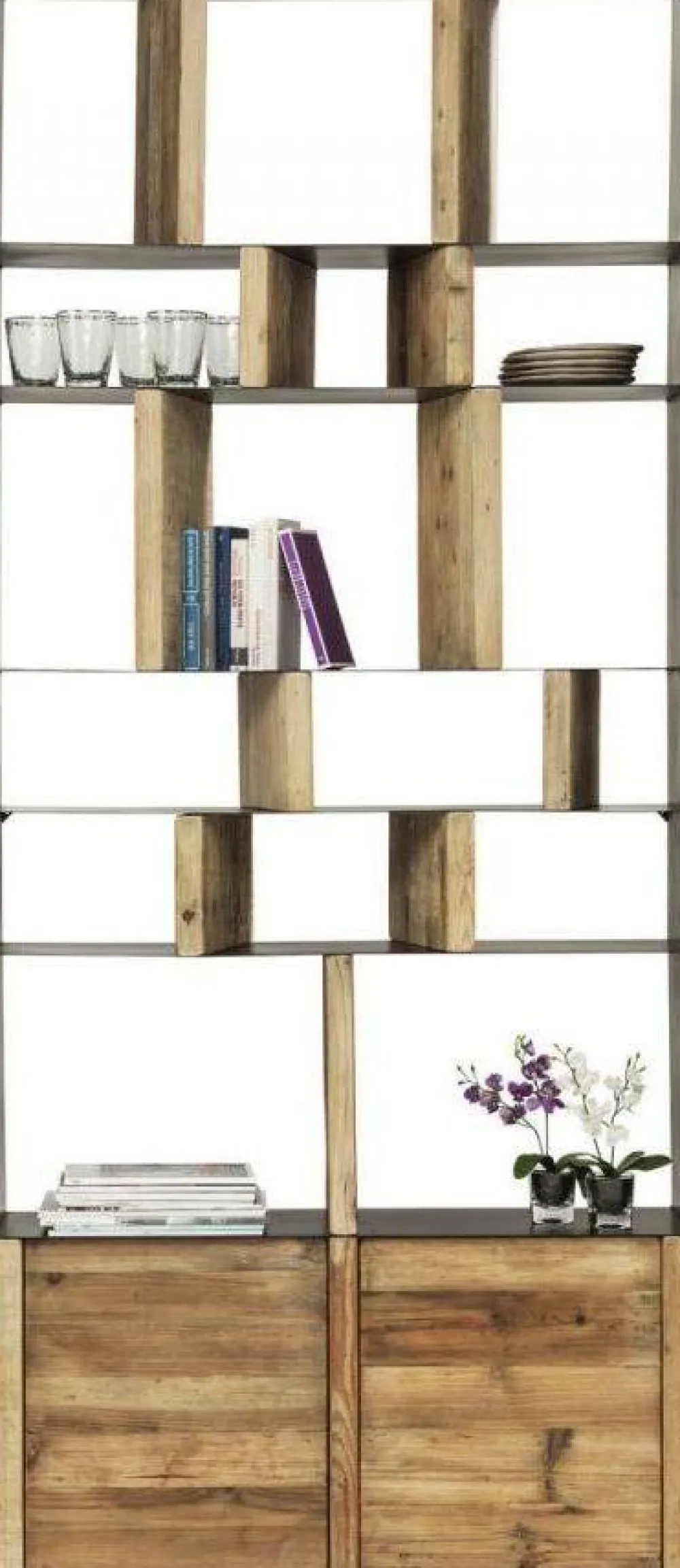 Regały*KARE Design Regał Storm 100x234 Cm Drewniano-metaliczny