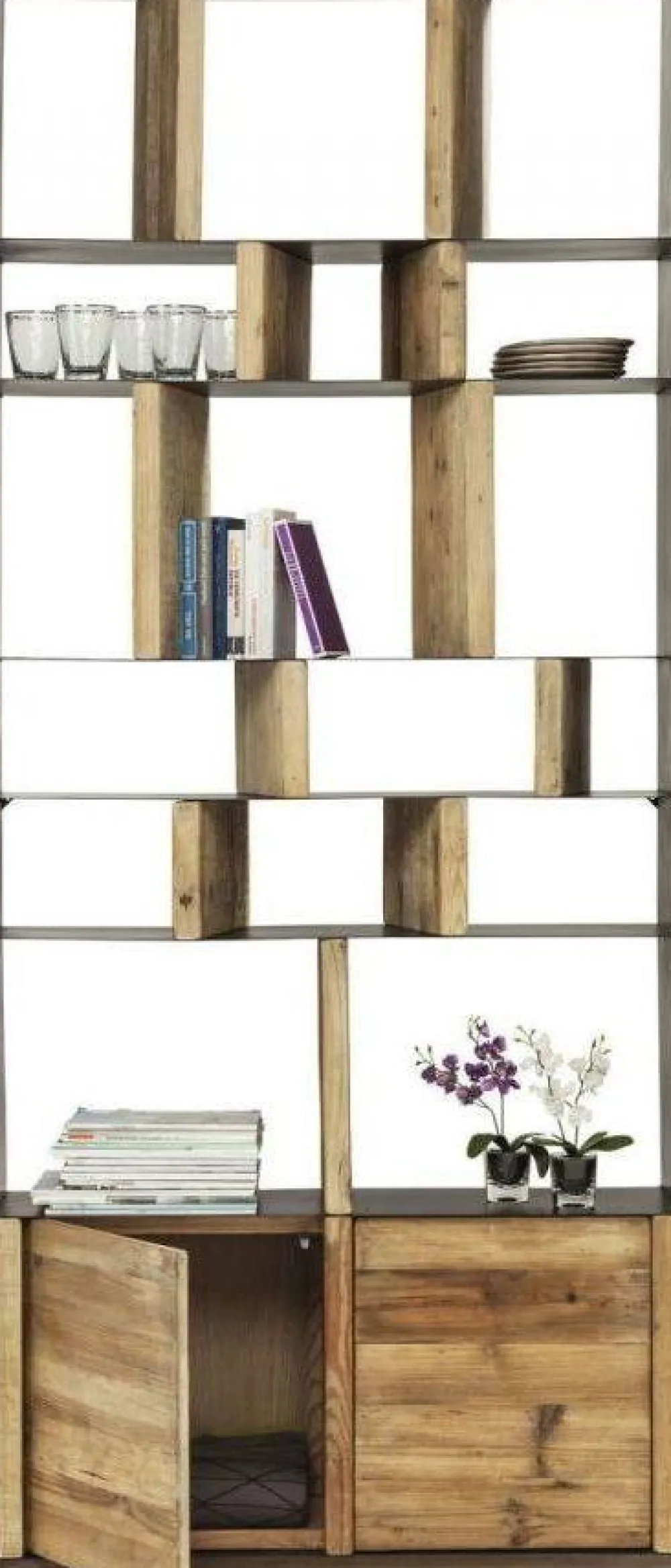 Regały*KARE Design Regał Storm 100x234 Cm Drewniano-metaliczny