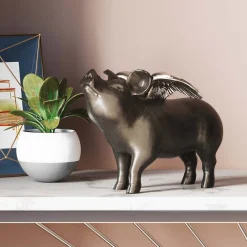Skarbonki*KARE Design Skarbonka Rockstar Pig 23x17 Cm Czarna