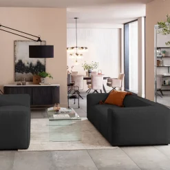 Sofy*KARE Design Sofa Cubetto Cord 3 Os. 220 Cm Ciemnoszara