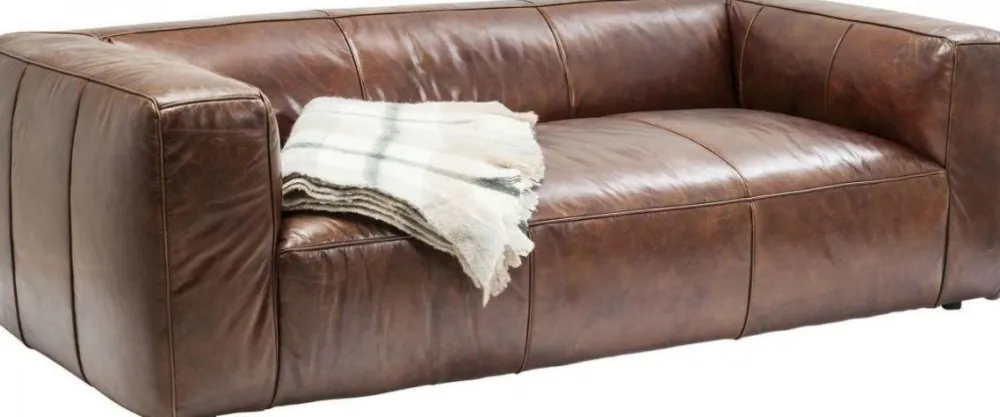 Sofy*KARE Design Sofa Cubetto 220x67 Cm Brązowa Skóra Naturalna