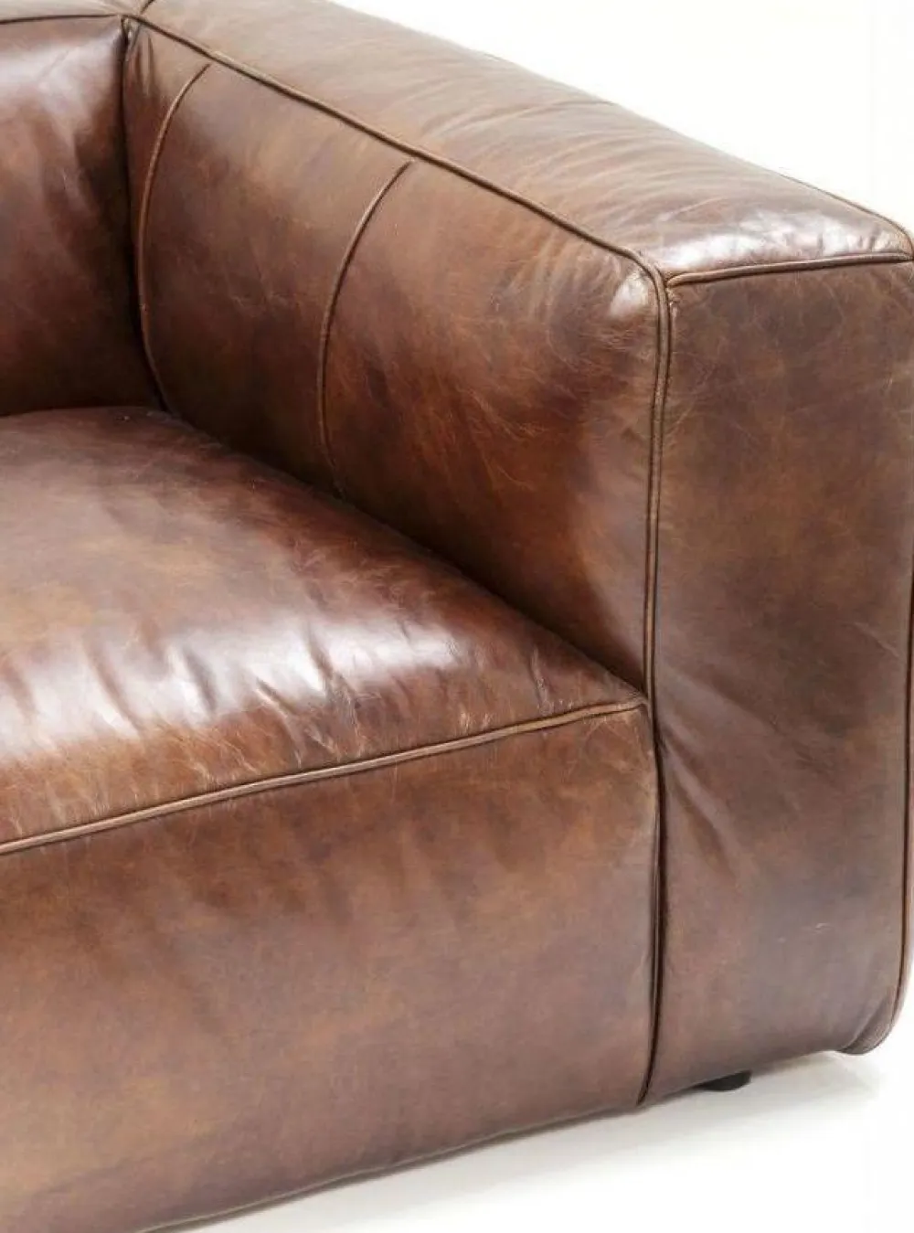 Sofy*KARE Design Sofa Cubetto 220x67 Cm Brązowa Skóra Naturalna