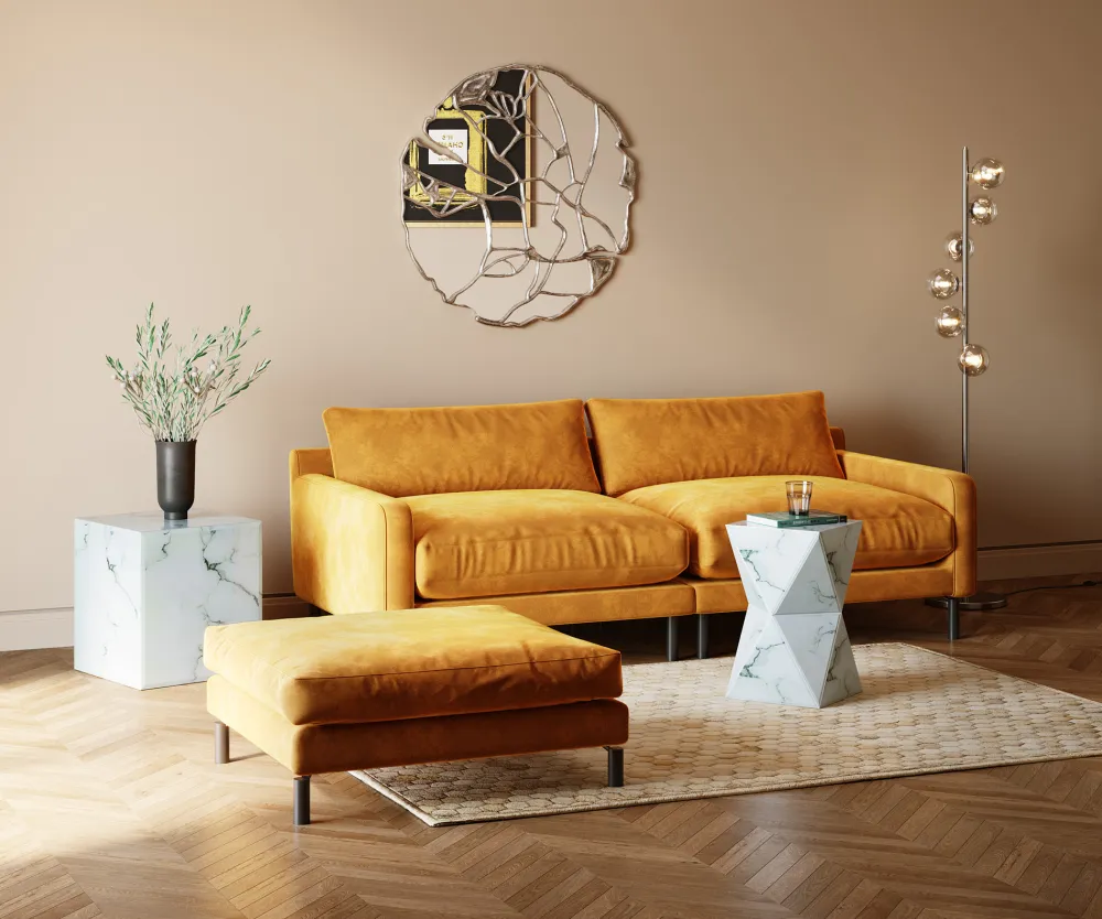 Sofy*KARE Design Sofa Discovery 2-os. 221 Cm Bursztynowa