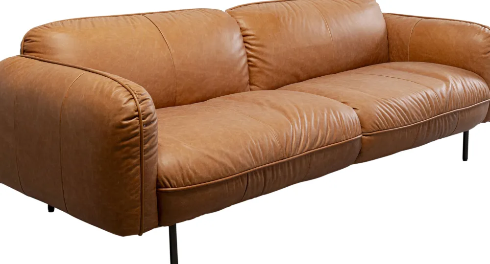 Sofy*KARE Design Sofa Ekskluzywna 2-osobowa Skórzana Jasnobrązowa 228 Cm