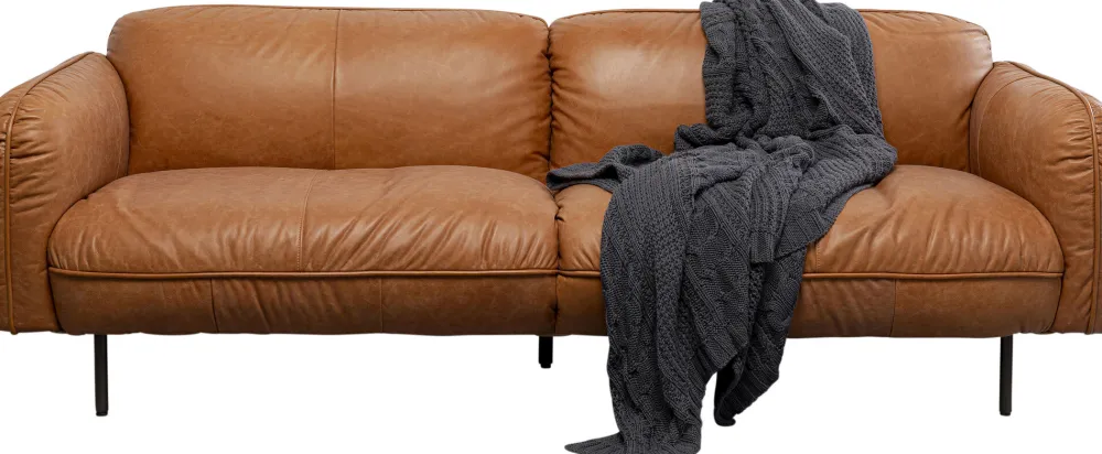 Sofy*KARE Design Sofa Ekskluzywna 2-osobowa Skórzana Jasnobrązowa 228 Cm