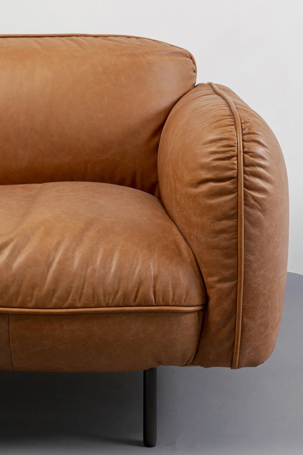 Sofy*KARE Design Sofa Ekskluzywna 2-osobowa Skórzana Jasnobrązowa 228 Cm
