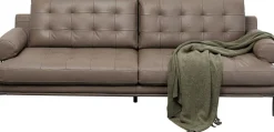 Sofy*KARE Design Sofa Ekskluzywna 2-osobowa Skórzana Pikowana Szara 225 Cm