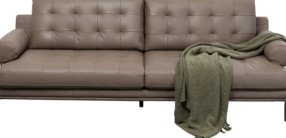 Sofy*KARE Design Sofa Ekskluzywna 2-osobowa Skórzana Pikowana Szara 225 Cm