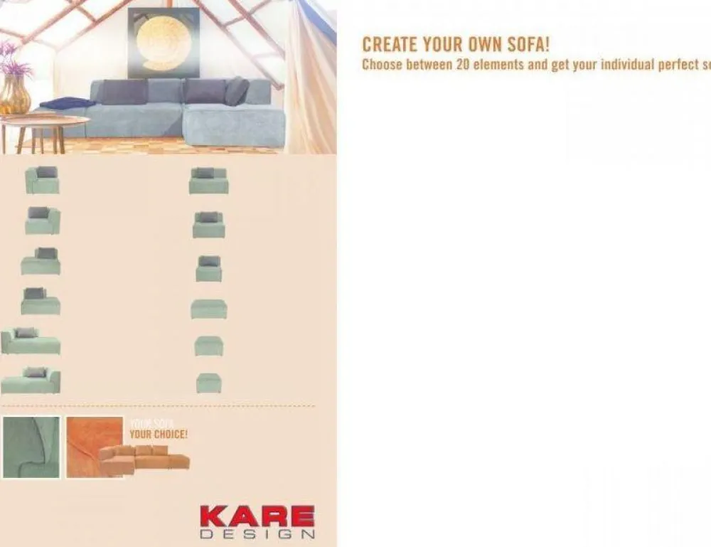 Sofy Modułowe*KARE Design Sofa Infinity Elements 80x70 Cm Szara