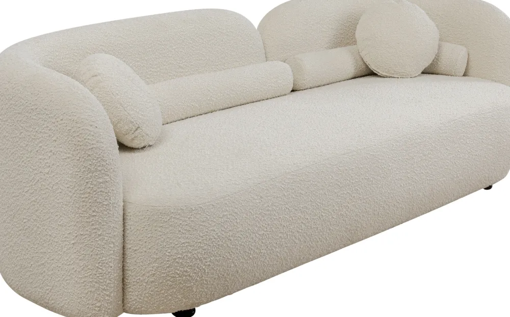Sofy*KARE Design Sofa Kremowa 3-osobowa Tkanina Boucle 225 Cm