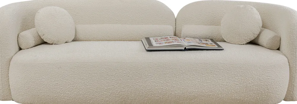 Sofy*KARE Design Sofa Kremowa 3-osobowa Tkanina Boucle 225 Cm