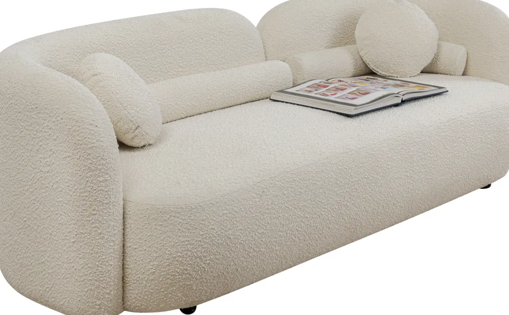 Sofy*KARE Design Sofa Kremowa 3-osobowa Tkanina Boucle 225 Cm