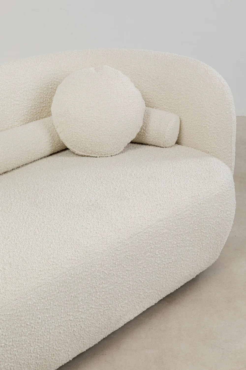 Sofy*KARE Design Sofa Kremowa 3-osobowa Tkanina Boucle 225 Cm