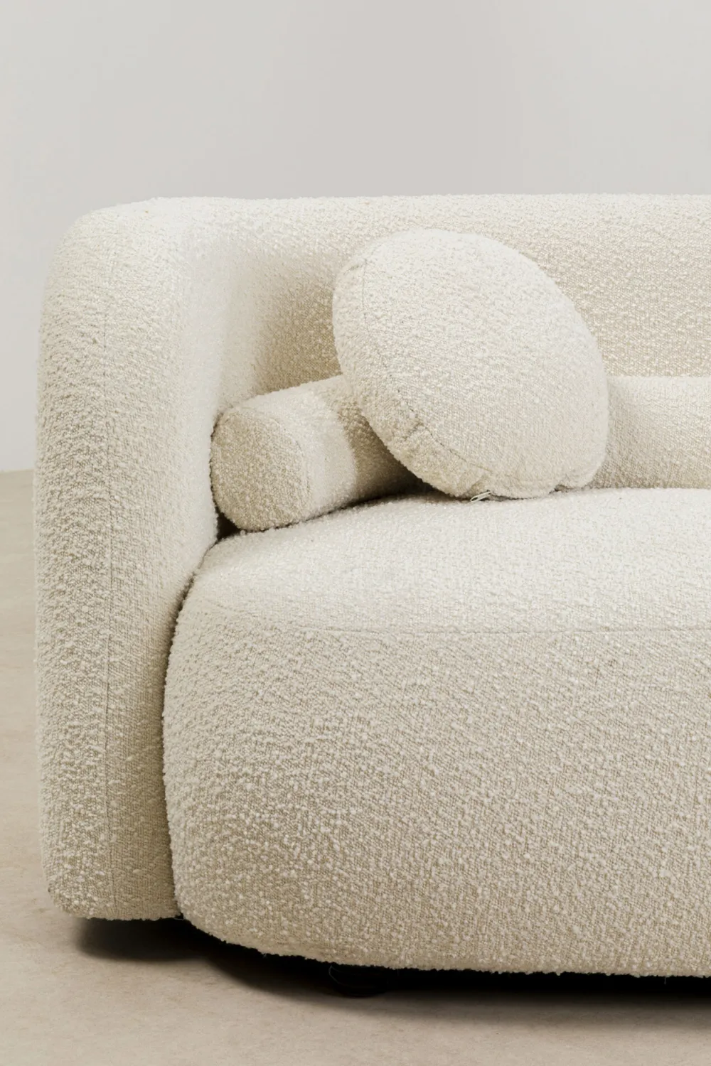 Sofy*KARE Design Sofa Kremowa 3-osobowa Tkanina Boucle 225 Cm