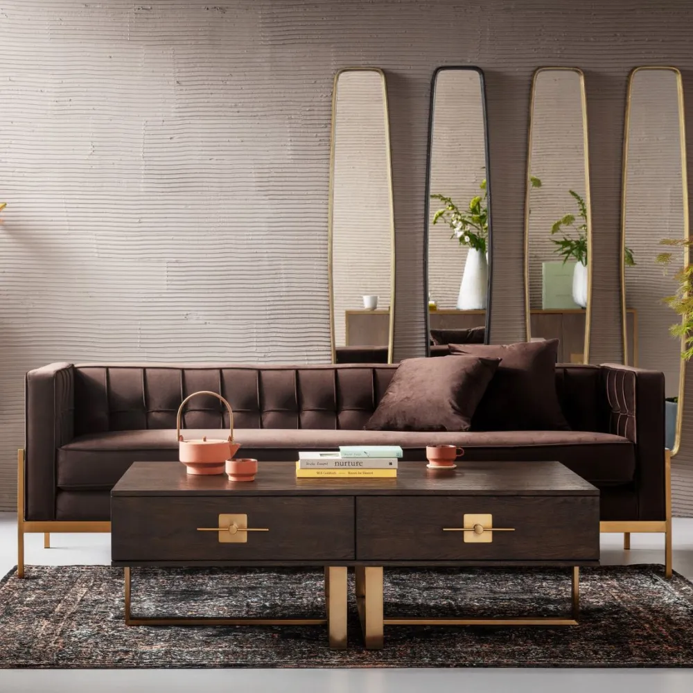 Sofy*KARE Design Sofa Loft 226x70 Cm Brązowa