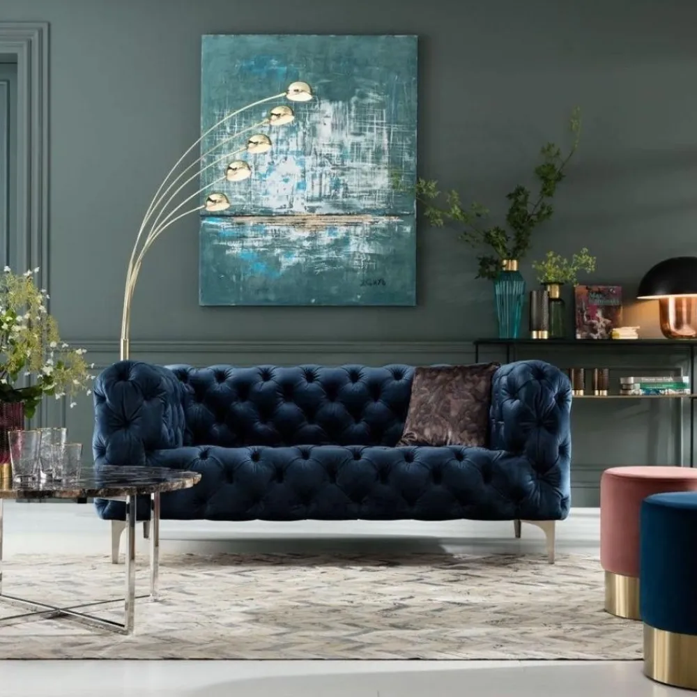 Sofy*KARE Design Sofa Look Royal 180x77 Cm Niebieska