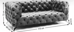Sofy*KARE Design Sofa Look Royal 180x77 Cm Niebieska