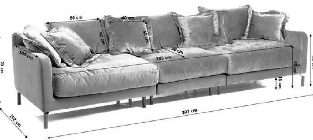 Sofy*KARE Design Sofa Lullaby 307 Cm Petrol