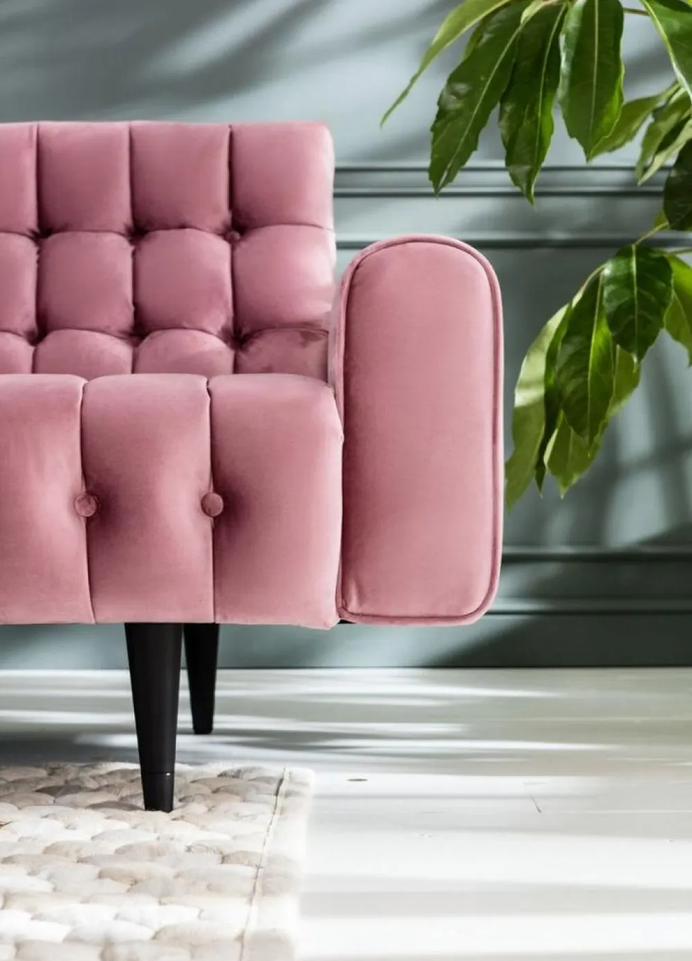 Sofy*KARE Design Sofa Milchbar 223x83 Cm Welwetowy Róż