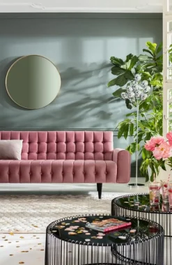 Sofy*KARE Design Sofa Milchbar 223x83 Cm Welwetowy Róż